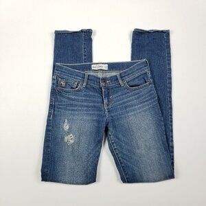Abercrombie Kids 16 Slim Distressed Straight Leg Jeans Blue Denim Girls